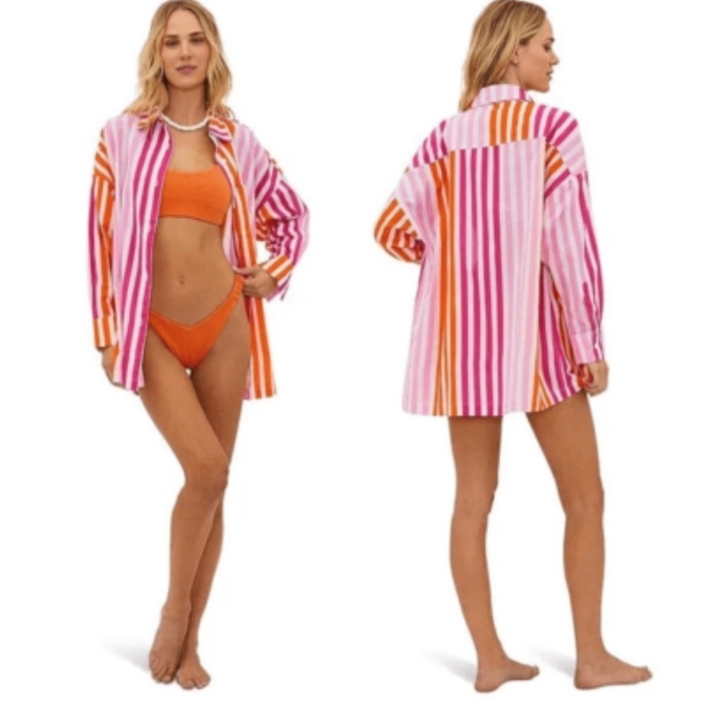 Beach Riot Alexa Top Size PL Cotton Sunset Stripes Beach Swim